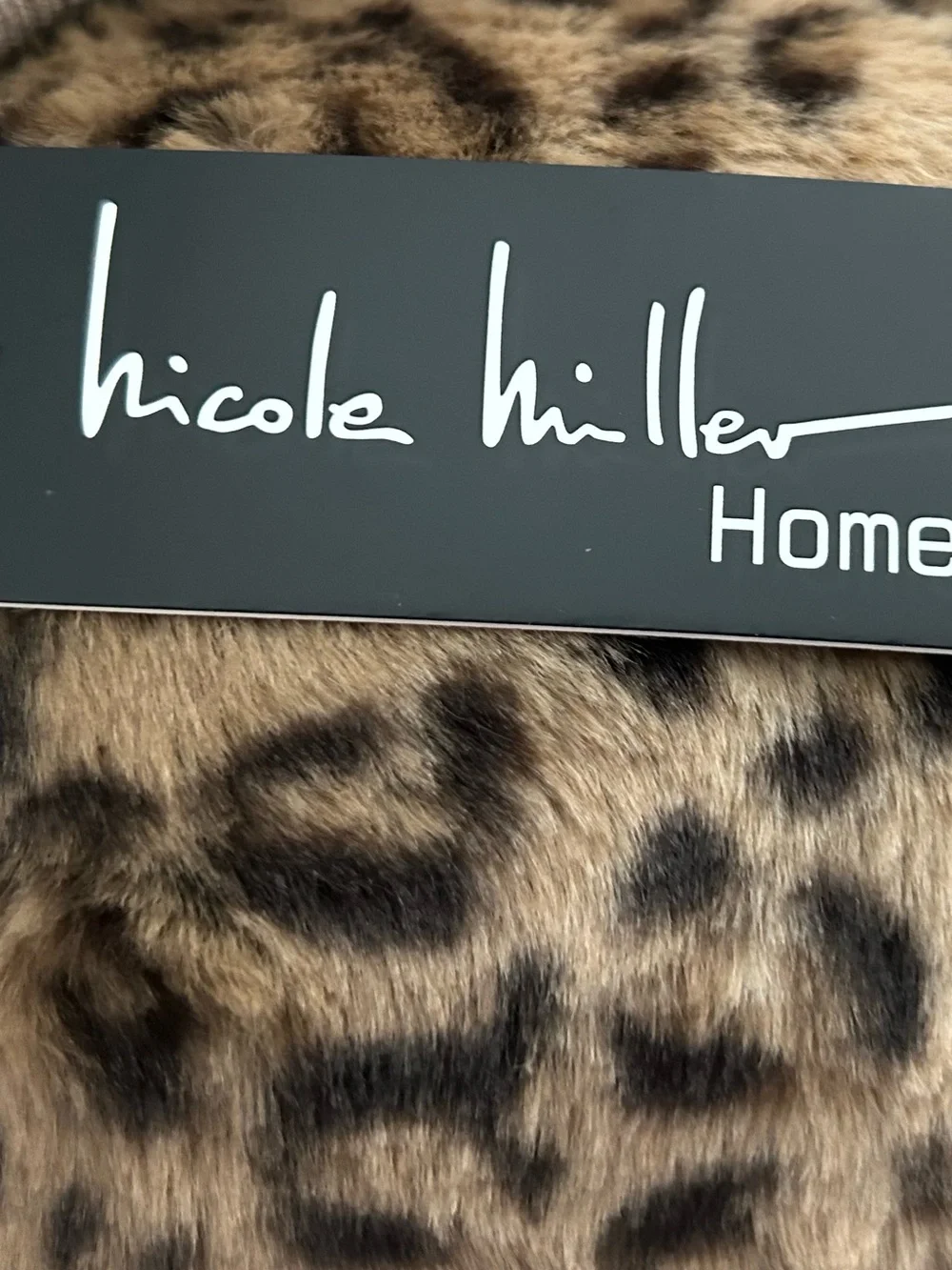 “New” Nicole Miller Leopard-Print Faux Fur Bolster Pillow